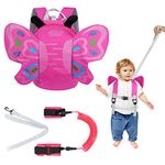 Aomig Baby Reins, Baby Walking Reins and Toddler Safety Harness, Butterfly Wings Safety Harness Reins Strap Belt Lead (Pink)