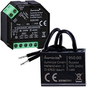 Kit sans conducteur N – Actionneur de variateur iluminize Zigbee 3.0 Mini 2, 1 canal 230 V, 200 W/400 W, gradation par coupe de phase AB