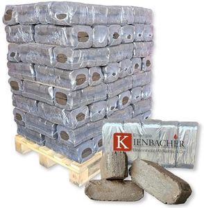 Kienbacher Energia Kienbacher (1000 kg) pallet bricchette di torba, carbone naturale, lignite, bruciatore continuo, camino, stufa, legno, riscaldamento, carbone, bricchetta, 1000)