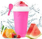 Slushie Maker Cup Slushy Cup, Double Layer Squeeze Slushy Maker Cup, Quick Frozen Magic Squeeze Cup, DIY Homemade Milk Shake Ice Cream Maker Slushie Cup, for Children and Family (Pink)