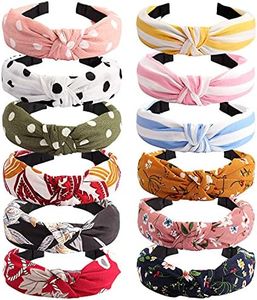 VELSCRUN Hairband - 12 Pack Wide Knotted Headbands for Women - Elastic Turban Boho Bandeau Hair Accessories for Washing Face, Yoga, Running, Hiking, Party, Traveling, Shopping