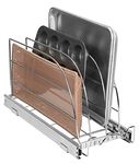 Pull Out Cutting Boards, bakeware, and pan organizer - Sliding Kitchen Cabinet Organizers and Storage Rack for Trays, Baking Pans, Cupcake Pans and More 8.5” W x 21” D x 10.63” H Heavy Duty, Chrome