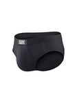 SAXX Underwear Co. Men's Ultra Super Soft Brief Fly, Black/Black, Large