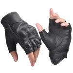 Motorcycle Fingerless Gloves for Men Women Black Motocycle Gloves Leather Riding Gloves Summer Gloves Cycling Gloves Half Finger Driving Gloves (Medium)