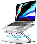 ivoler Laptop Stand for Desk, Adjustable Computer Stand with 360° Rotating Base, Foldable & Portable Laptop Riser, Stable Typing, Suitable for Collaborative Work, Fits Laptops up to 16 inches [Silver]