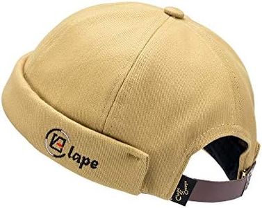 Clape Short Fisherman Beanie Visor-Less Sailor Watch Cap Rolled up Edge Brimless Hat, Khaki