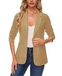 MINTLIMIT Blazer Women Elegant Suit Notched Lapel Classic Long Sleeve Tailored Jacket Patch Pockets (Khaki XXL)