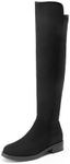 DREAM PAIRS Women's Knee High Boots, Comfortable Thigh High Daily Low Flat Heel Boots,Size 9,Black-Suede,SDOB2409W