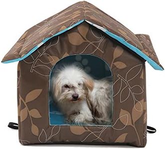 Outdoor Cat House, Feral Cat House with Transparent Curtain, Stray Cats Shelter(Shabby Chic, Large-Houses)