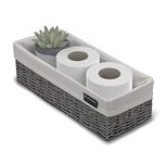 BROOKSTONE, Wicker Storage Basket, Boho Organization and Storage Bin, Over the Toilet Paper Reserve Holder, Suitable for Any Décor Style, Perfectly Sized at 14” x 4” x 6”