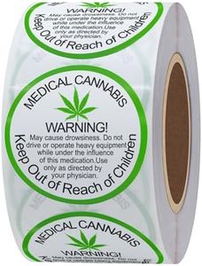 Hybsk 1.5 Inch Generic Medical Cannabis Warning Labels Keep Out of Reach of Children Round Stickers (500pcs), White