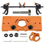 Concealed Hinge Jig, Cabinet Hinge Jig Drilling Hole Puncher Guide Locator with 35mm Forstner Drill Bit and 2pcs Quick-Grip Bar Clamps 4inch for Cabinet Cupboard Door Hinges