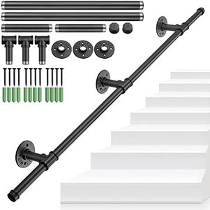 TANICE Stair Handrail, Hand Rails Stairs, 1.25M Handrails for Stairs, Anti-Slip Banister Rails, Industrial Pipe Clothes Rail, Outdoor Indoor Industrial Pipe Stair Banister for Elder and Child