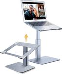 Supamir Adjustable Laptop Stand for Desk, DJ Laotop Riser, Ergonomic Small Sit to Stand Desk Converter, Support Working on Computer Standing, Compatible with MacBook and All 13"-16.5" Laptops, Grey