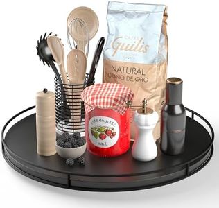 TIDITA 18" Acacia Lazy Susan Turntable for Table - Extra Large Wood Lazy Susans Organizer for Countertop - Wooden Charcuterie Boards Cheese Board - Kitchen Turntable Storage (Black, 18 inch)