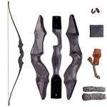 SinoArt 60" Takedown Long Bow Archery Wooden Archery Bow Included Fur Rest Pad Stringer Tool Tab String Nocks Left Hand for Hunting or Target (Left Hand 60lbs)