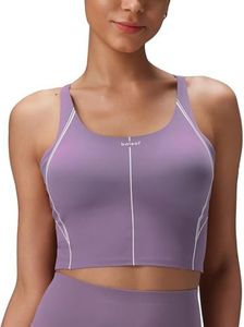 BALEAF Freeleaf Broadway High Impact Sports Bras for Women, Padded Dance Yoga Workout Longline Spaghetti Strap Crisscross Back Tank Top, Purple XXL