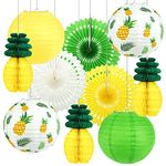 Pineapple Party Supplies Hawaiian Party Supplies Hanging Paper Lanterns Pineapple Honeycomb Tissue Paper Fans for Luau Summer Party