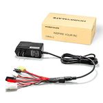 HOBBYMATE 3.6v 4.8v 7.2v 8.4v 9.6v Nimh NiCd Rc Battery Charger, 4.8v - 6.0v Nimh Rc Receiver Rx Battery Charger with 6 Converter Adapter Plugs