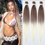 Easy Braid Pre Stretched Blonde Braiding Hair 26 Inch 3Packs Natural Hair Kanekalon Braiding Hair Yaki Texture Free Hot Water Setting Braid Crochet Hair Extensions (26 Inch, 30-613#)