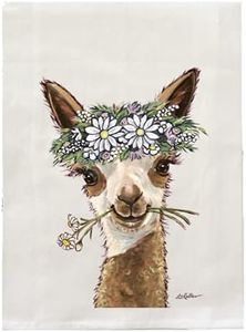 Alpaca Tea Towel - Daisy Flower Crown Alpaca Flour Sack Towel - Alpaca Kitchen Towel - Alpaca Lover Gifts - Alpaca gifts for mom - Handmade - Farmhouse Kitchen Decor