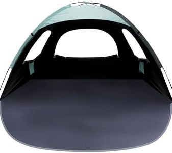 WhiteFang Beach Tent Anti-UV Portable Sun Shade Shelter for 6 Person with Blackout Shelter, Extendable Floor with 3 Ventilating Mesh Windows Plus Carrying Bag, Stakes and Guy Lines (Mint Green)