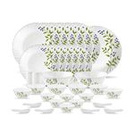 La Opala, Novo Collection, Opal Glass Dinner Set 35 pcs, Lush Greens, White