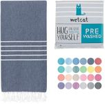 WETCAT Turkish Beach Towel Oversized 38x71 100% Cotton Sand Free Quick Dry Extra Large Light Travel Towel for Adults Beach Accessories Gifts - Navy