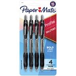 Paper Mate Profile Pen Ballpoint, Retractable Ball Point Pen Black Translucent Barrel Bold-1.4mm, 4-Carded, Black Ink (89471)