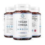 Vegan Omega 3 6 9, DHA & EPA Oil - 1000mg - 4 Month Supply 120 Soft gels - Naturaly sourced Algae Oil - High Strength