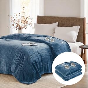 Degrees of Comfort Advanced MicroPlush Electric Blanket King Size Dual Control, W/Auto Shut Off, Large Fleece Heating Blankets for Bed & Living Room | Machine Washable | UL Certified - King, Blue
