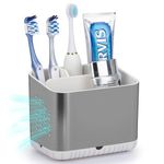 GFWARE Toothbrush Holder for Bathroom bathroom organizers countertop - 4 Slots kids Electric Toothbrush and Toothpaste Holder for Bathroom Accessories Organizer and Storage, Silver