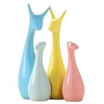 Xtore® Home Decor Lucky Deer Family Statue Piano Finish Ceramic Figures - (Set of 4, Multicolor)