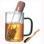 Glass Tea Infuser with Cork Lid and Bamboo Spoon - Clear and Modern for All Type of Tea Infusers for Loose Tea & Tea Flower,Tea Filter