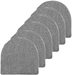 Sweet Home Collection Chair Cushions 100% High Density Memory Foam Pads U Shaped 17" x 16"Non Slip Skid Rubber Back Seat Cover, 6 Pack, Gray