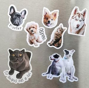 Personalized Pet Photo Sticker,Custom Dog or Cat Name Decal,Custom Face Stickers,Die Cut Vinyl Waterproof for Laptops, Bottles,Phone Cases Merchandise Decor Decal (50pcs)