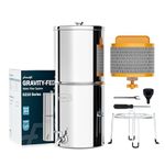 Frizzlife G210-SCALE Gravity-Fed Water Filter System, NSF Certified Element with Scale Inhibition Reduces 99% Chlorine, Taste & Odor, Impurity, Purifier System with Stand for Home, Camping, 9.46L