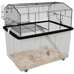 PawHut Hamster Cage with Accessories, Portable Small Animal Cage Includes Detachable Bottom, Ramp, Platform, Food Bowl, Water Bottle, 22" x 17" x 22"