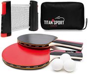 TITAN SPORT Table Tennis Set, Premium Portable Ping Pong Paddle Set for any Table, 2 Bats, Retractable Net, 3 Balls and Carry Case Bag for Adults and Kids Indoor/Outdoor/School/Sports/Games Activity