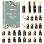 MAYJAM 28PCS Essential Oils Set with Nice Box, 24x5ml Pure Essential Oils and 4x10ml Roller-On Essential Oil Blends for Diffusers Aromatherapy Home Office