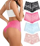 Avidlove Sexy Panties for Women Lace Boyshort Underwear High Waist Cheeky Panties Pack of 4