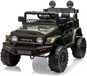 12V Ride on Car for Kids, Licensed Toyota Ride on Truck, Battery Powered Electric Kids Car with Remote Control, Music, LED Lights, Suspension System, Double Doors, Safety Belt,Green