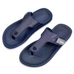 Harssidanzar Flip-Flops For Mens Flat Indoor Outdoor Summer Beach Thong Slip on Sandals KM235UK,Navy,Size 9