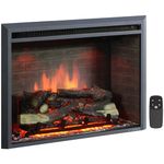 PuraFlame Western Electric Fireplace Insert with Fire Crackling Sound, Remote Control, 750/1500W, Black, 29 59/64 Inches Wide, 23 3/16 Inches High