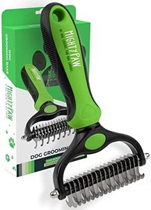 Mighty Paw Dog Grooming Brush | Pet Undercoat Dematting Rake with Rounded Teeth. Dog Comb for Detangling, Thinning, & Deshedding All Hair Types. Tool for Long Haired Shedding Dogs (Green)