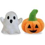 Tickles Halloween Special Combo of Ghost & Pumpkin Soft Stuffed Plush Toy Pillow for Kids Boys & Girls (Size: 25 cm, Color: White & Orange)