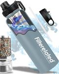 Filterelated 30oz Stainless Steel Portable Alkaline Filter Water Bottle, Creates Up To 9+ Ph Of Quality Water, Sports Travel Water Bottle, Removes Water Impurities（grey）