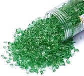 TWINKLING High Luster Crushed Glass Glitter, Broken Glass, Fire Glass Gems Chips for Fire Pit, DIY Resin Art, Epoxy Crafts, Geode Painting, Aquarium Decoration, 6-9mm(370g/13oz.) (Light Green)