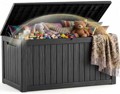 EFU Outdoor Storage Box 330 Gallon Deck Box (Indoor & Outdoor) Lockable UV Resistance Waterproof Resin Storage Bin Storage Box for Outdoor,Patio Storage With Support Rod(Black)