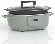 MAGNIFIQUE 6 Quart Multi-Cooker, with 8-in-1 Casserole Programmable Slow Cooker, Dutch Oven, Pasta, Nonstick, Oven Safe Pot to 500°F Olive